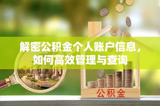 永泰解密公积金个人账户信息，如何高效管理与查询
